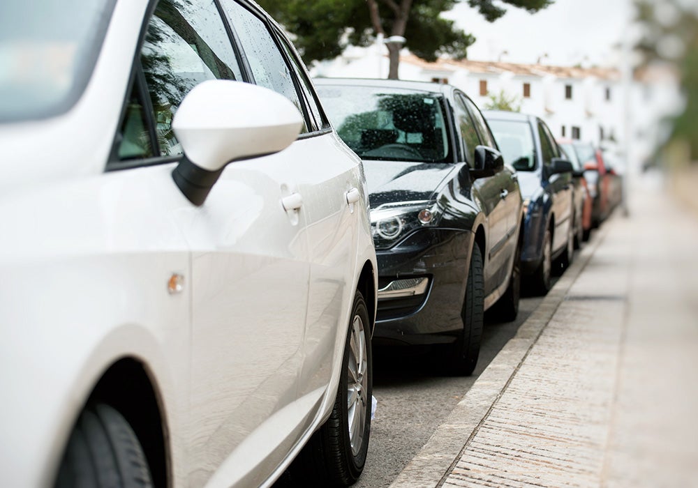 Cars parked along a street